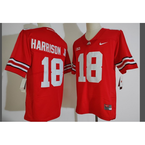 Ohio State Buckeyes #18 Harrison jr Red Scarlet NCAA Football Jersey