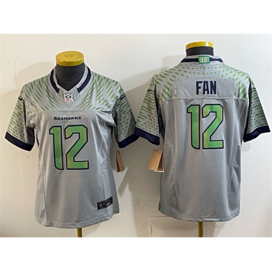 Women's Seattle Seahawks #12 Fan Grey 2025 F.U.S.E. “Rivalries” Vapor Untouchable Limited Stitched Football Jersey(Run Small)
