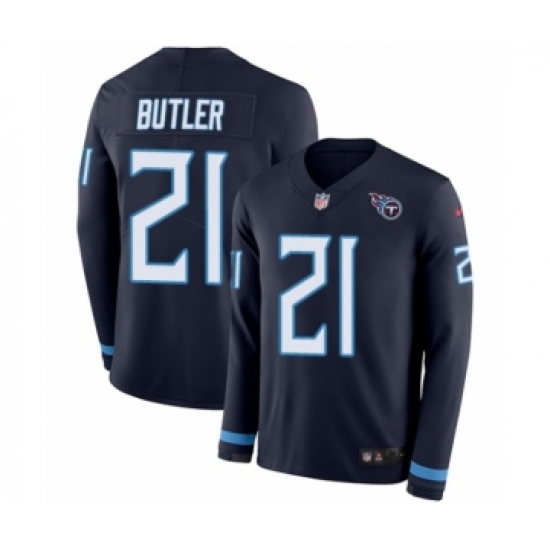 Men's Nike Tennessee Titans #21 Malcolm Butler Limited Navy Blue Therma Long Sleeve NFL Jersey - Ujersey