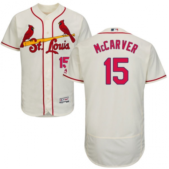 Men's Majestic St. Louis Cardinals #15 Tim McCarver Cream Alternate Flex Base Authentic Collection MLB Jersey - Ujersey