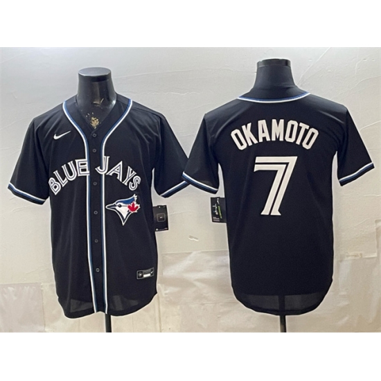 Men's Toronto Blue Jays #7 Kazuma Okamoto 2026 Fashion Replica Black Out Stitched Baseball Jersey - Ujersey