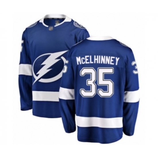 Men's Tampa Bay Lightning #35 Curtis McElhinney Fanatics Branded Blue Home Breakaway Hockey Jersey - Ujersey