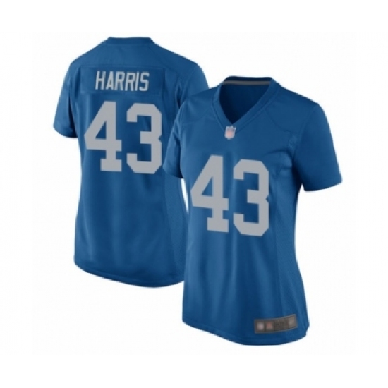 Women's Detroit Lions #43 Will Harris Game Blue Alternate Football Jersey - Ujersey