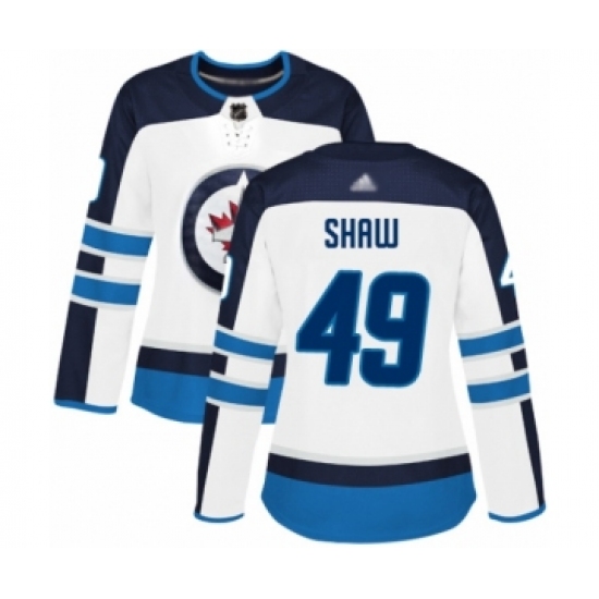 Women's Winnipeg Jets #49 Logan Shaw Authentic White Away Hockey Jersey