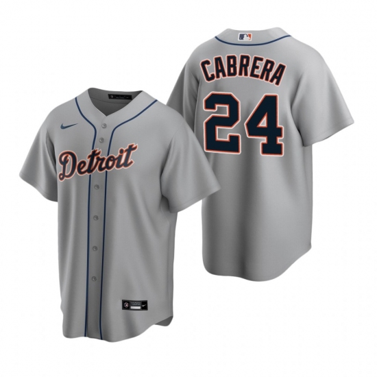 Men's Nike Detroit Tigers #24 Miguel Cabrera Gray Road Stitched Baseball Jersey - Ujersey