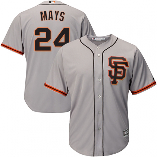 Men's Majestic San Francisco Giants #24 Willie Mays Replica Grey Road 2 Cool Base MLB Jersey - Ujersey