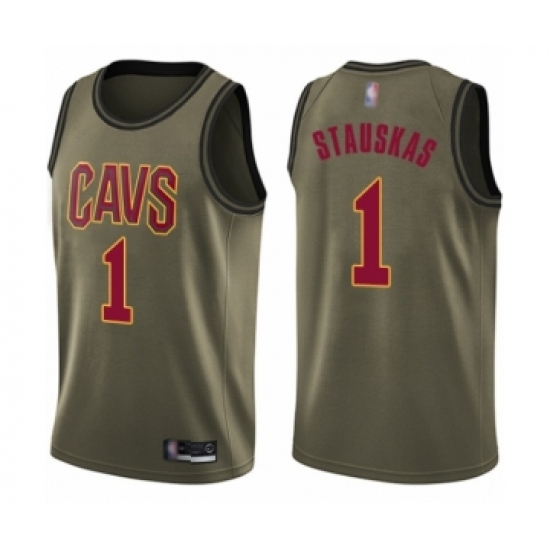 Youth Cleveland Cavaliers #1 Nik Stauskas Swingman Green Salute to Service Basketball Jersey - Ujersey