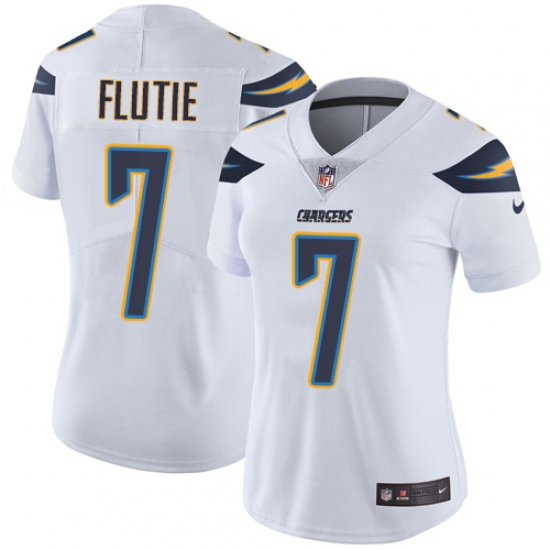 Women's Nike Los Angeles Chargers #7 Doug Flutie White Vapor Untouchable Limited Player NFL Jersey - Ujersey