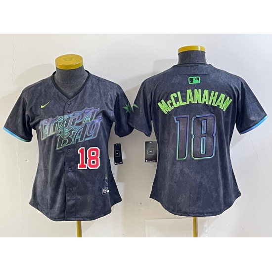 Women's Tampa Bay Rays #18 Shane McClanahan Charcoal 2024 City Connect Player Number Limited Cool Base Jerseys - Ujersey