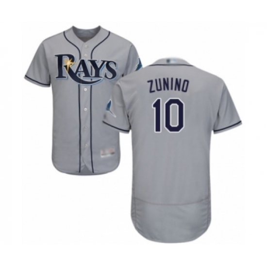 Men's Tampa Bay Rays #10 Mike Zunino Grey Road Flex Base Authentic Collection Baseball Player Jersey - Ujersey