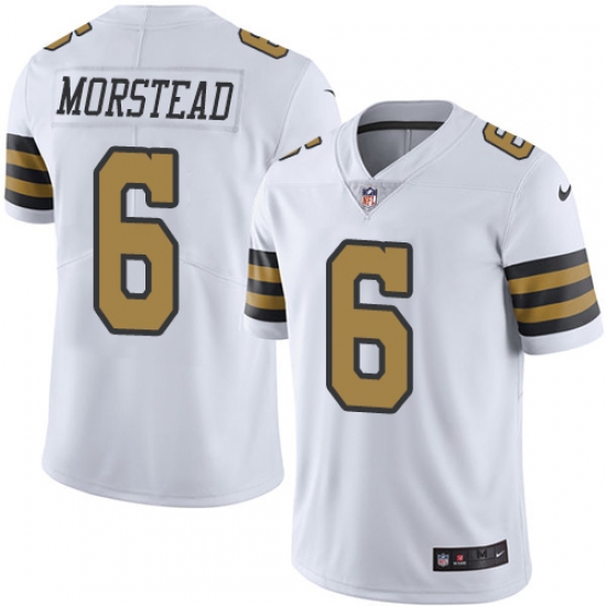 Men's Nike New Orleans Saints #6 Thomas Morstead Limited White Rush Vapor Untouchable NFL Jersey - Ujersey