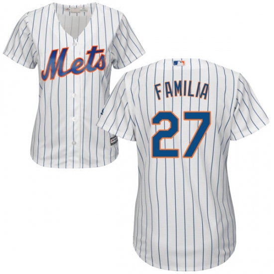 Women's Majestic New York Mets #27 Jeurys Familia Authentic White Home Cool Base MLB Jersey