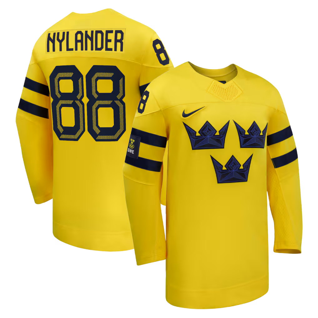 Men's Sweden Hockey William Nylander Nike Yellow 2026 Away Replica Jersey