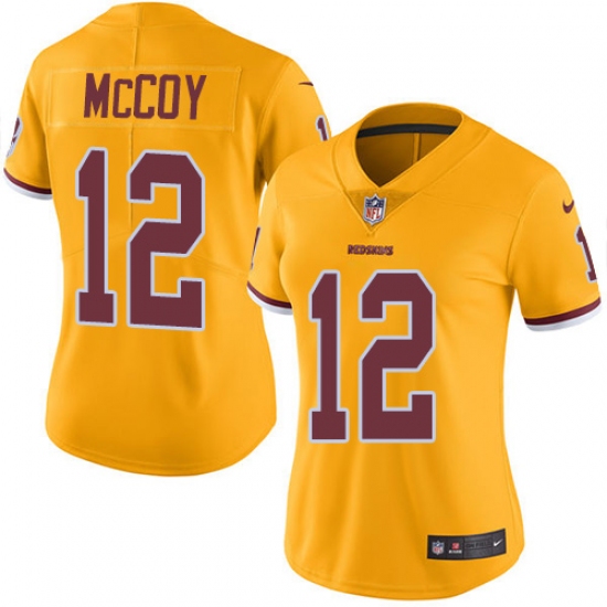 Women's Nike Washington Redskins #12 Colt McCoy Limited Gold Rush Vapor Untouchable NFL Jersey