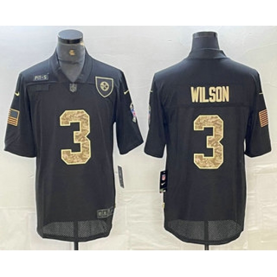 Men's Pittsburgh Steelers #3 Russell Wilson Black Camo 2020 Salute To Service Stitched NFL Nike Limited Jersey - Ujersey