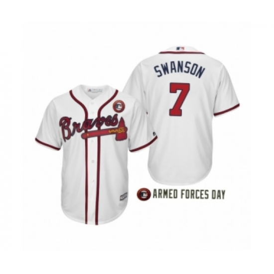 Women 2019 Armed Forces Day Dansby Swanson #7 Atlanta Braves White Jersey - Ujersey