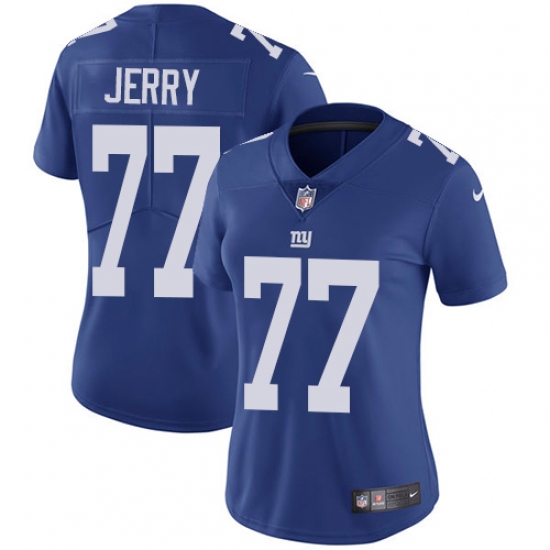 Women's Nike New York Giants #77 John Jerry Elite Royal Blue Team Color NFL Jersey - Ujersey