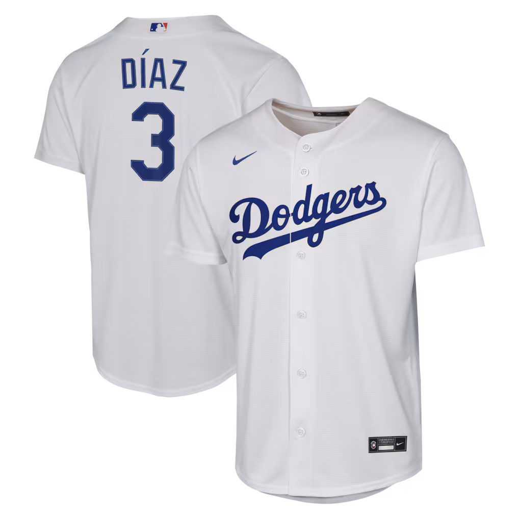 Youth Los Angeles Dodgers Edwin Díaz Nike White Home Baseline Jersey - Ujersey