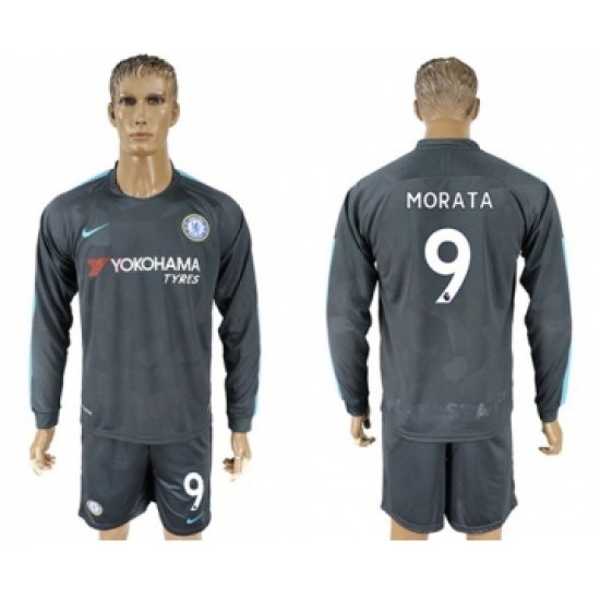 Chelsea #9 Morata Sec Away Long Sleeves Soccer Club Jersey