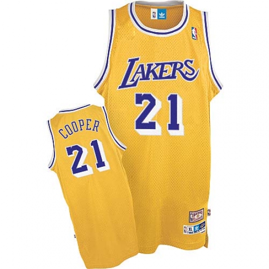 Men's Mitchell and Ness Los Angeles Lakers #21 Michael Cooper Authentic Gold Throwback NBA Jersey