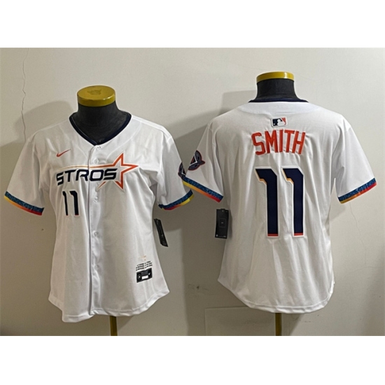 Women's Houston Astros #11 Cam Smith White 2025 City Connect Limited Stitched Baseball Jersey(Run Small)