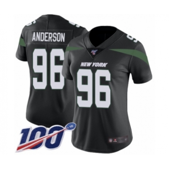 Women's New York Jets #96 Henry Anderson Black Alternate Vapor Untouchable Limited Player 100th Season Football Jersey - Ujersey