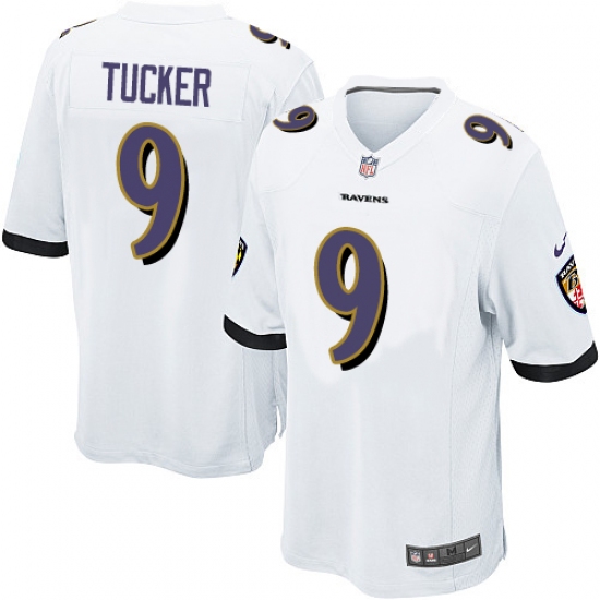 Men's Nike Baltimore Ravens #9 Justin Tucker Game White NFL Jersey - Ujersey