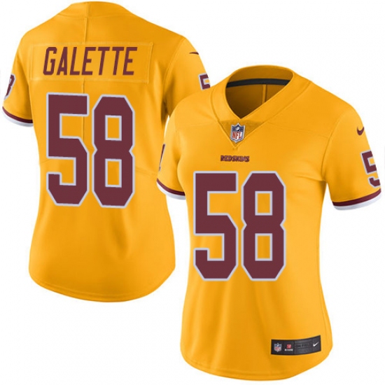 Women's Nike Washington Redskins #58 Junior Galette Limited Gold Rush Vapor Untouchable NFL Jersey