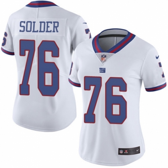 Women's Nike New York Giants #76 Nate Solder Limited White Rush Vapor Untouchable NFL Jersey - Ujersey