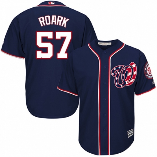 Youth Majestic Washington Nationals #57 Tanner Roark Authentic Navy Blue Alternate 2 Cool Base MLB Jersey - Ujersey