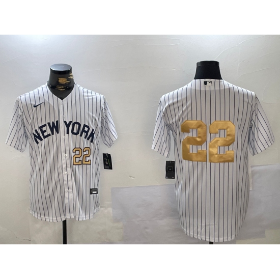 Men's New York Yankees #22 Juan Soto White Pinstripe Without Name Fashion Cool Base Jerseys - Ujersey