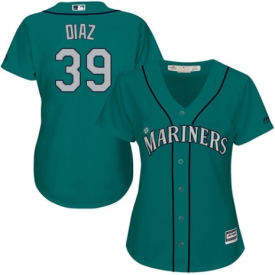 Women's Majestic Seattle Mariners #39 Edwin Diaz Authentic Teal Green Alternate Cool Base MLB Jersey - Ujersey
