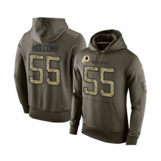 Football Men's Washington Redskins #55 Cole Holcomb Green Salute To Service Pullover Hoodie - Ujersey