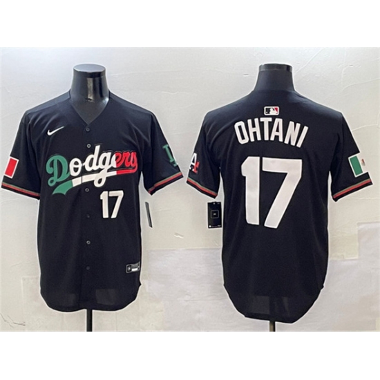Men's Los Angeles Dodgers #17 Shohei Ohtani Black Mexico Flag Limited Stitched Baseball Jersey - Ujersey
