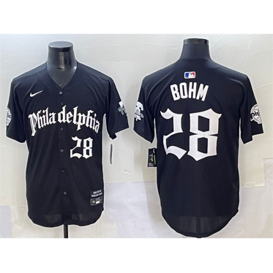 Men's Philadelphia Phillies #28 Alec Bohm Black Gothic Vapor Limited Stitched Jersey - Ujersey