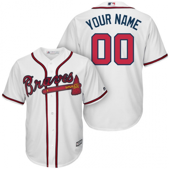 Men's Atlanta Braves Majestic White Home Cool Base Custom Jersey - Ujersey