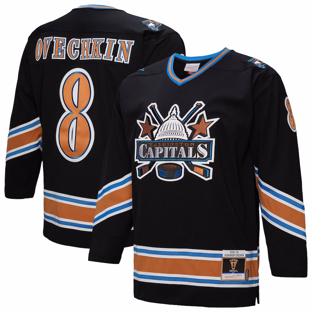 Men's Washington Capitals Alexander Ovechkin Mitchell & Ness Black 2005/06 Power Play Jersey - ujerseystore