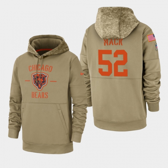 Men's Chicago Bears #52 Khalil Mack 2019 Salute to Service Sideline Therma Pullover Hoodie - Tan - Ujersey