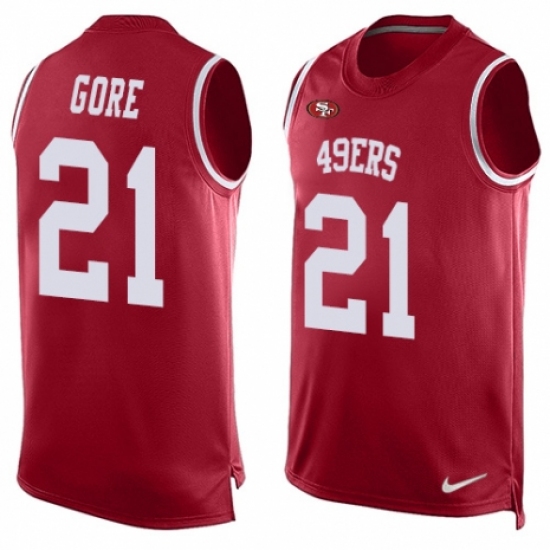 Men's Nike San Francisco 49ers #21 Frank Gore Limited Red Player Name & Number Tank Top NFL Jersey - Ujersey
