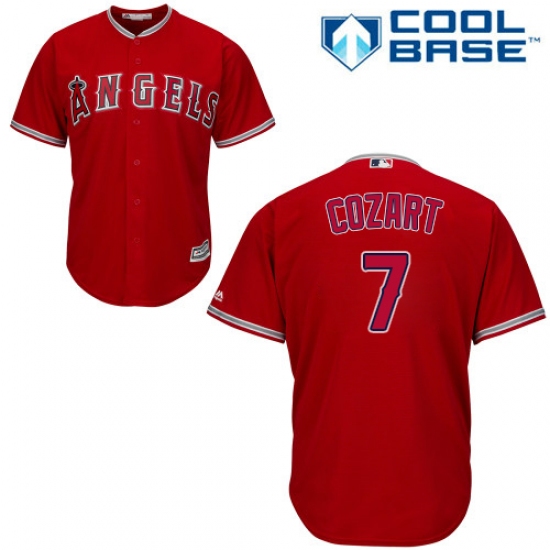 Youth Majestic Los Angeles Angels of Anaheim #7 Zack Cozart Authentic Red Alternate Cool Base MLB Jersey - Ujersey