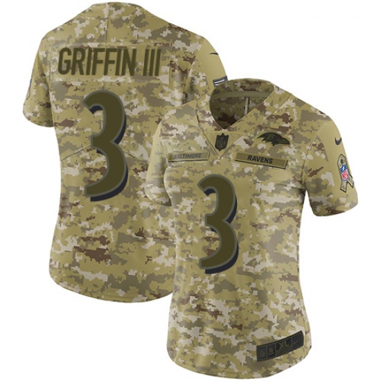 Women's Nike Baltimore Ravens #3 Robert Griffin III Limited Camo 2018 Salute to Service NFL Jersey - Ujersey