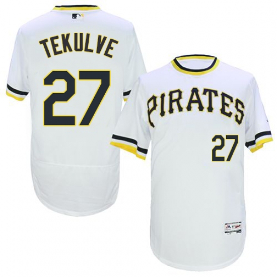Men's Majestic Pittsburgh Pirates #27 Kent Tekulve White Flexbase Authentic Collection Cooperstown MLB Jersey - Ujersey
