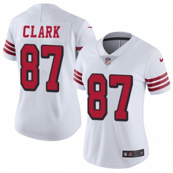 Women's Nike San Francisco 49ers #87 Dwight Clark Limited White Rush Vapor Untouchable NFL Jersey - Ujersey
