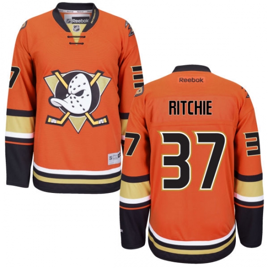 Men's Reebok Anaheim Ducks #37 Nick Ritchie Authentic Orange Third NHL Jersey - Ujersey