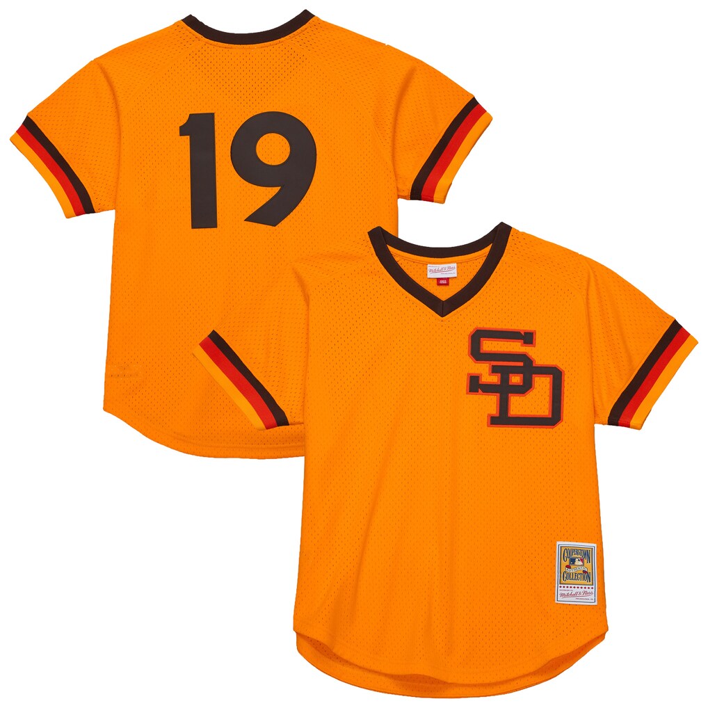Men's San Diego Padres Tony Gwynn Mitchell & Ness Gold Big & Tall Cooperstown Mesh Batting Practice Jersey - Ujersey