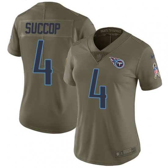 Women's Nike Tennessee Titans #4 Ryan Succop Limited Olive 2017 Salute to Service NFL Jersey - Ujersey