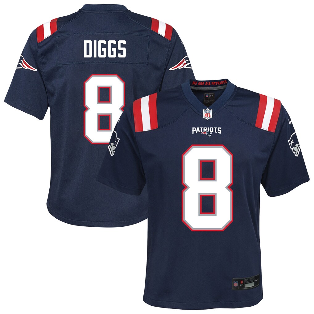 Youth New England Patriots Stefon Diggs Nike Navy Team Game Jersey - U-jersey