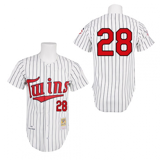 Men's Mitchell and Ness 1991 Minnesota Twins #28 Bert Blyleven Replica White Throwback MLB Jersey