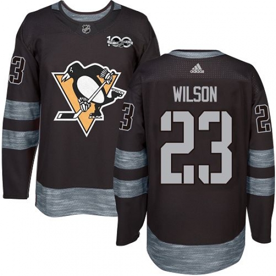 Men's Adidas Pittsburgh Penguins #23 Scott Wilson Authentic Black 1917-2017 100th Anniversary NHL Jersey - Ujersey
