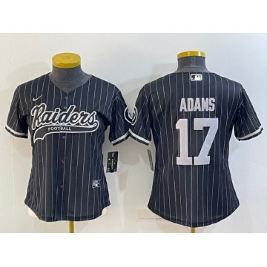 Women's Las Vegas Raiders #17 Davante Adams Black Team Big Logo With Patch Cool Base Stitched Baseball Jersey - Ujersey